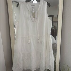 NWT Tommy Bahama St Lucia White Sleeveless Dress with Tassels